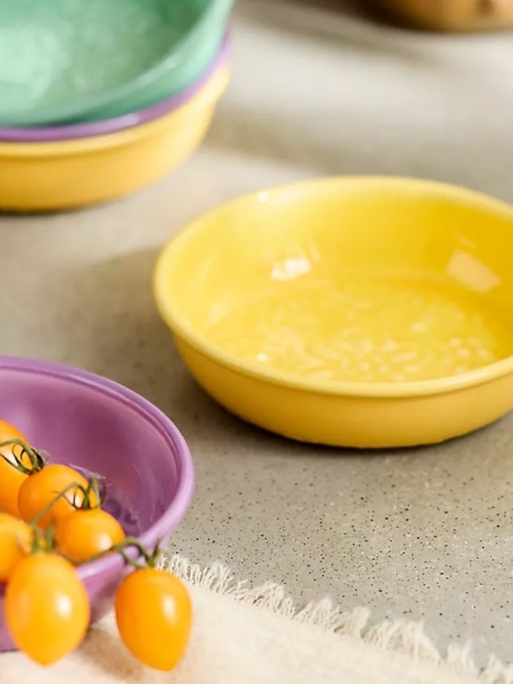 Anthropologie Yellow Enamelware Jam Cup, Trinket Tray, Snack Plate, Dice Holder